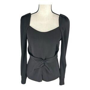 The Fold Black Belville Lined Zip Side Top Square Neck Black Size‎ US 4